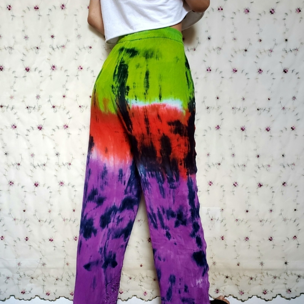 Y2K Tie Dye Retro Gauzy Wide Leg Pants